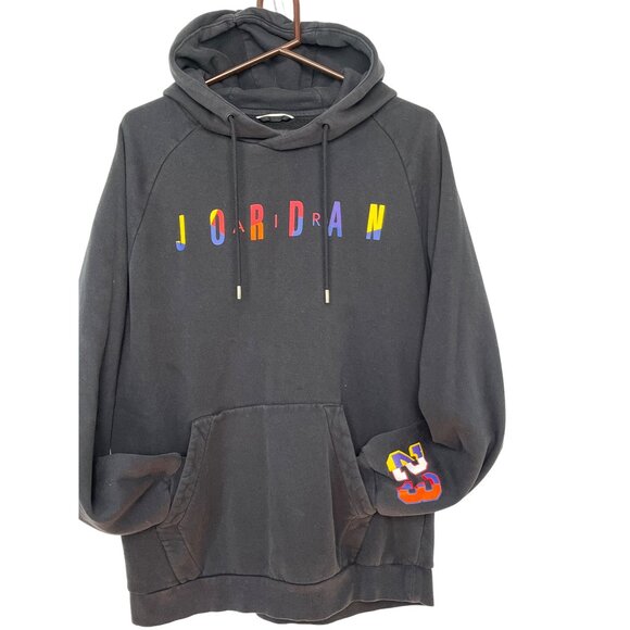 Jordan Brand Black Hoodie With Multicolor Logo & Number 23 Design  Medium - Picture 2 of 6